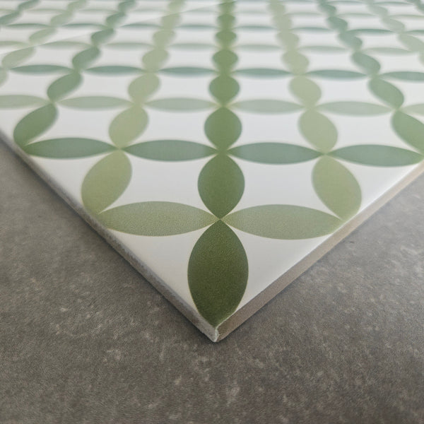 Ealing Green Leaf Pattern Wall and Floor Tile
