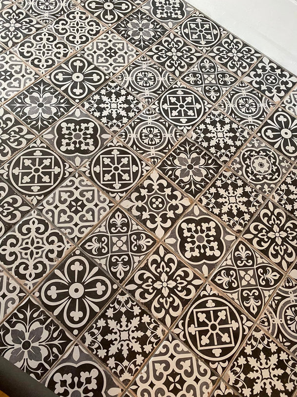 Patchwork Black Patterned Wall and Floor Tile