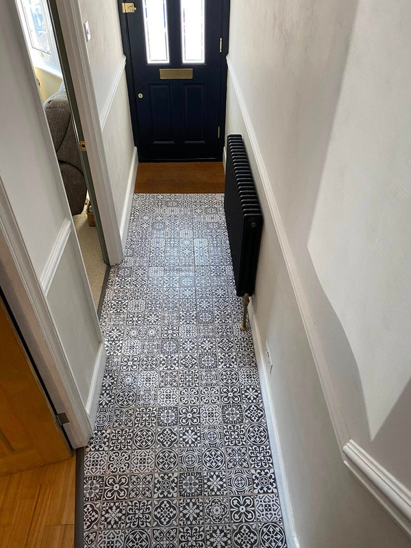 Patchwork Black Patterned Wall and Floor Tile