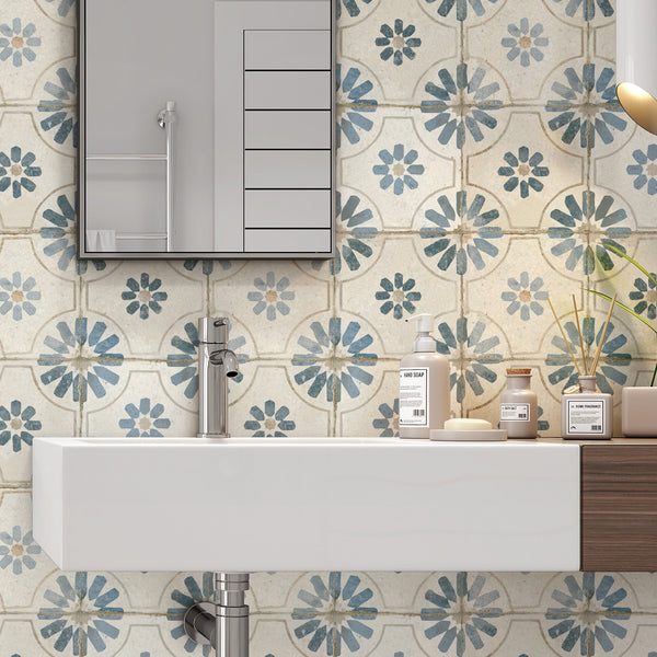 Bouquet Blue Patterned Wall And Floor Tile - SAMPLE