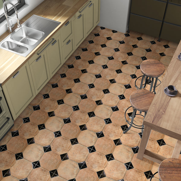 Casa Vita Cotto Nero Deco Terracotta Wall and Floor Tile