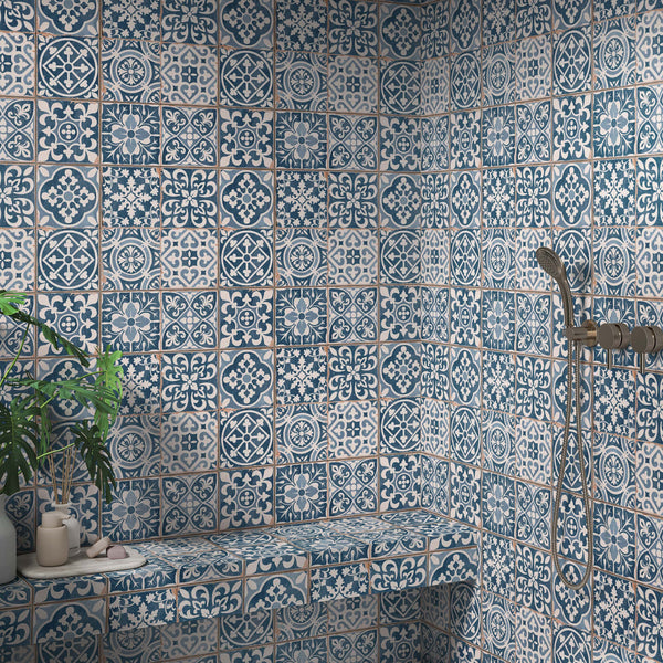 Patchwork Blue Patterned Wall and Floor Tile
