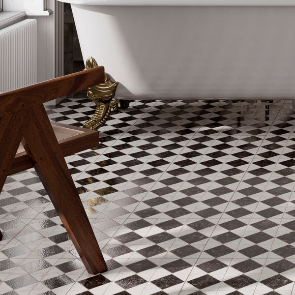 Jewel Black Patterned Wall And Floor Tile-SAMPLE