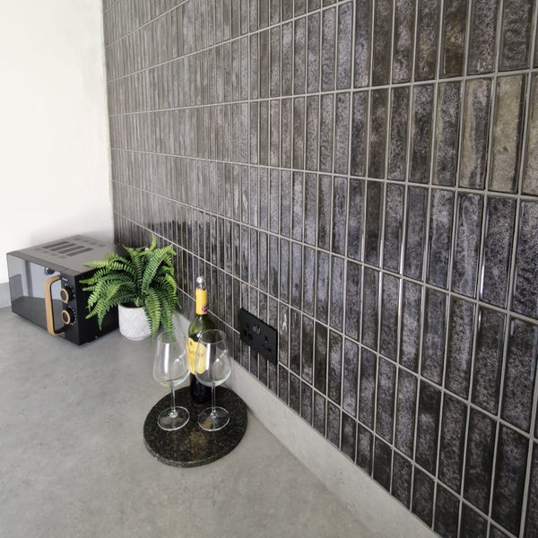 Lotus Charcoal Black Kit-Kat Ceramic Wall Tile