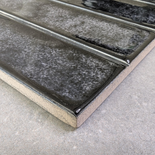 Lotus Charcoal Black Kit-Kat Ceramic Wall Tile