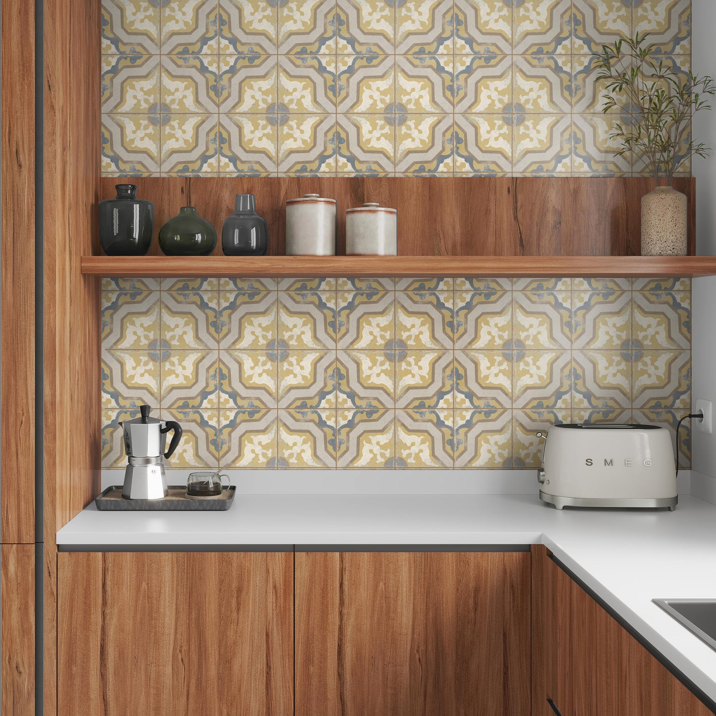Woodstock Mustard Patterned Wall and Floor Tile