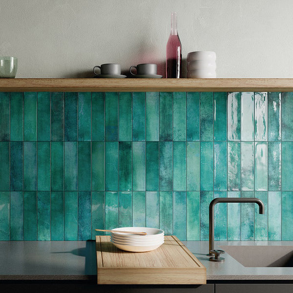 Arizona Sea Green Slim Brick Wall Tile