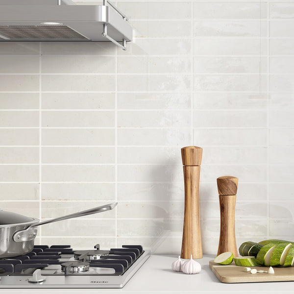 Realm White Slim Brick Wall Tile