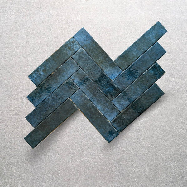 Realm Blue Slim Brick Wall Tile