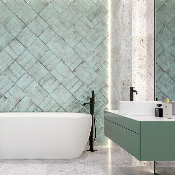 Splash Light Green Ceramic Brick Shape Wall Tile