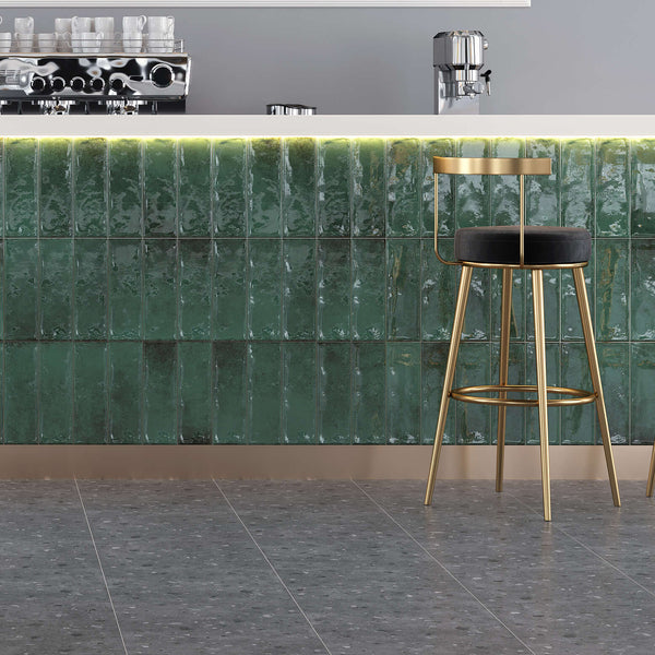 Splash Dark Green Ceramic Brick Shape Wall Tile