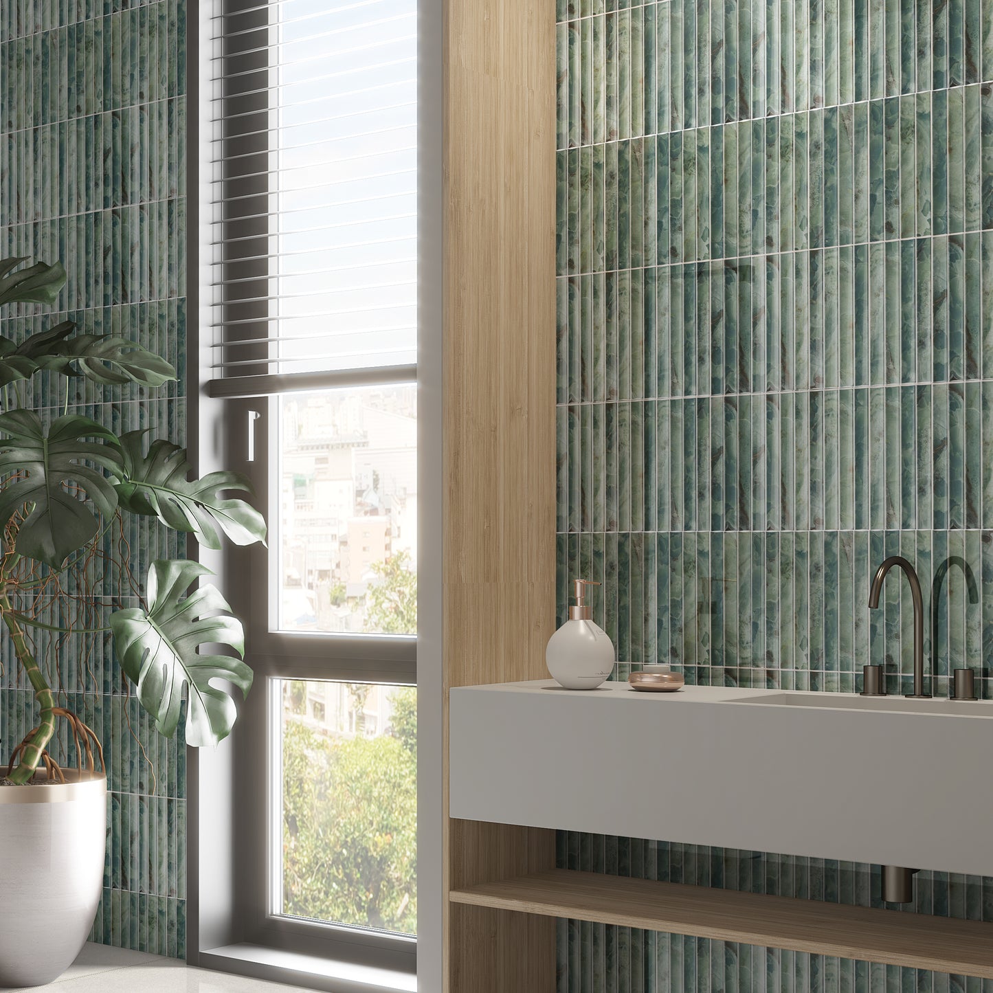 Atelier Wave Emerald Wall Tile