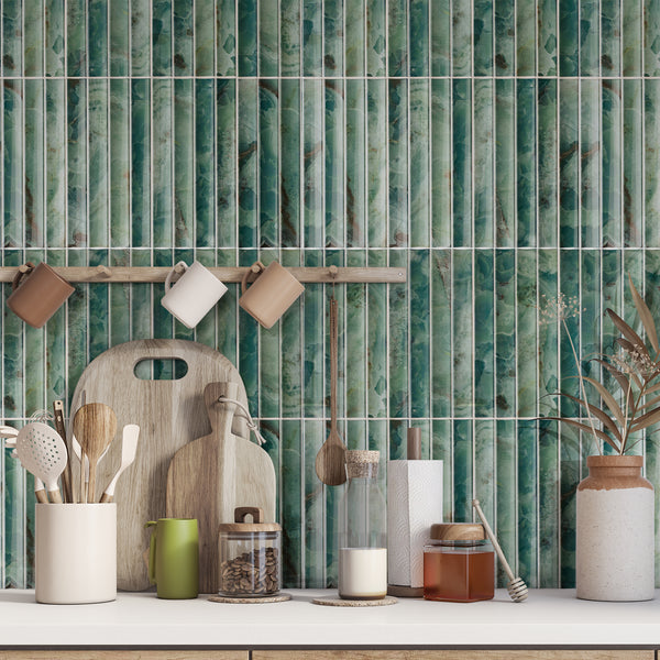 Atelier Wave Emerald Wall Tile