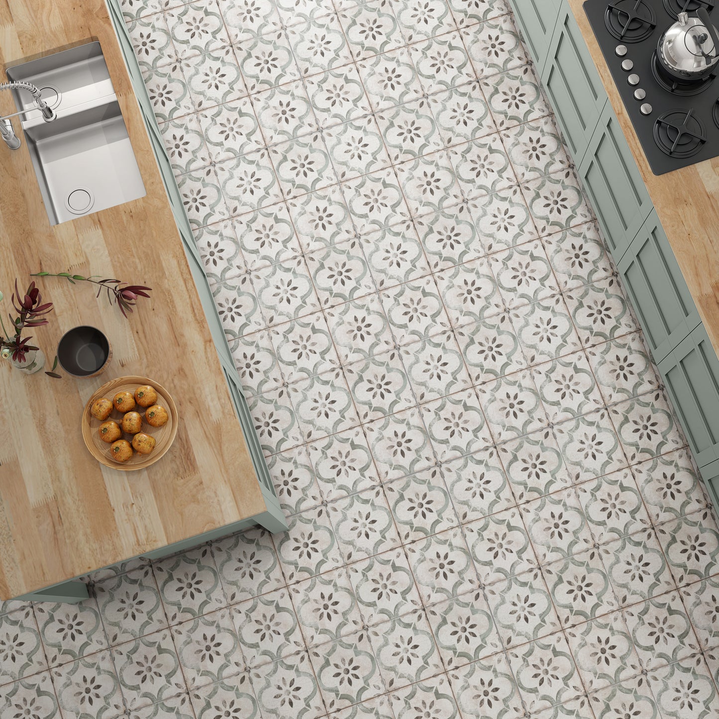 York Sage Green Victorian Wall And Floor Tile