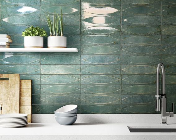 Contact Green Porcelain 3D Wall Tile - SAMPLE
