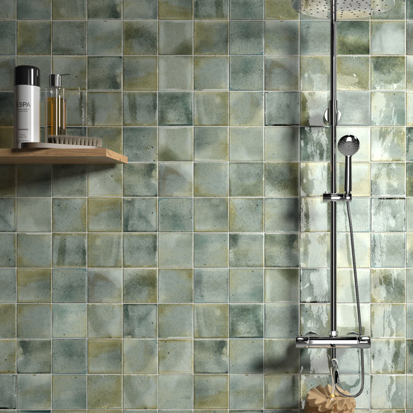 Vietnam Willow Green Square Wall Tile