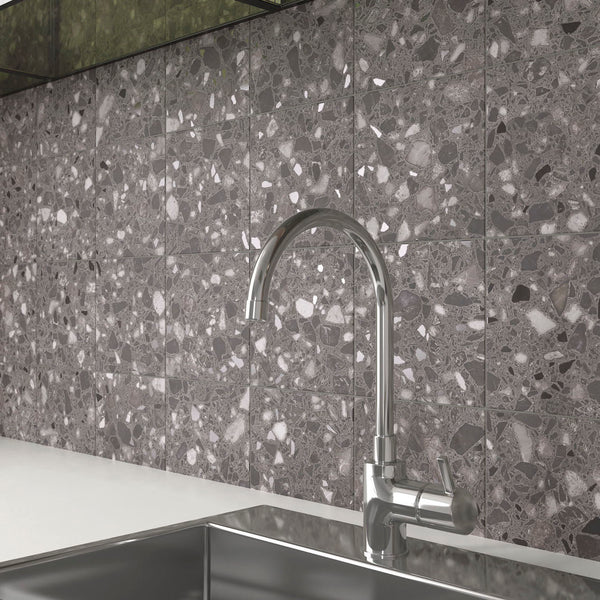 Dapper Anthracite Terrazzo Effect Small Wall and Floor Tile