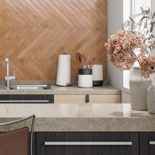 Palette Salmon Slim Brick Wall Tile