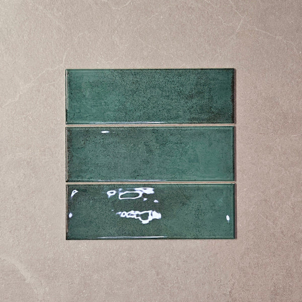 Splash Dark Green Ceramic Brick Shape Wall Tile