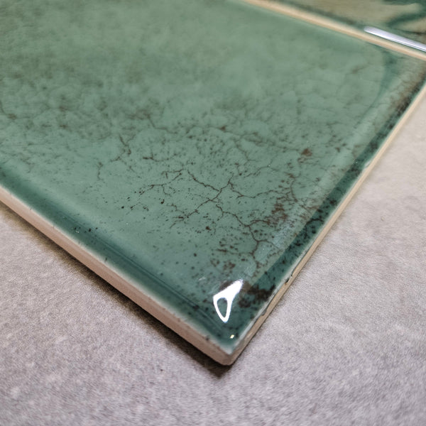 Splash Dark Green Ceramic Brick Shape Wall Tile