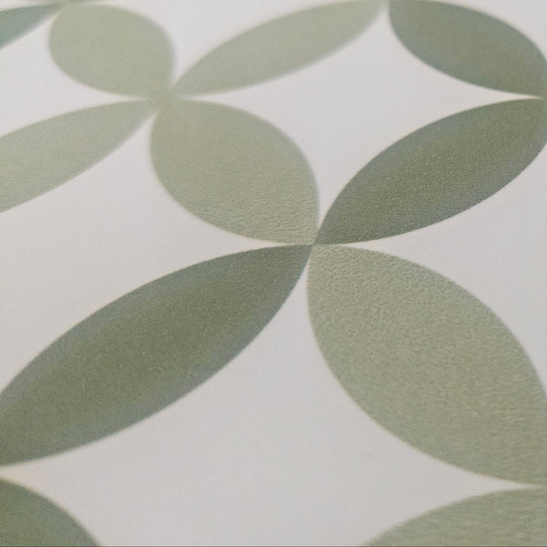 Close-up of green and white patterned tiles