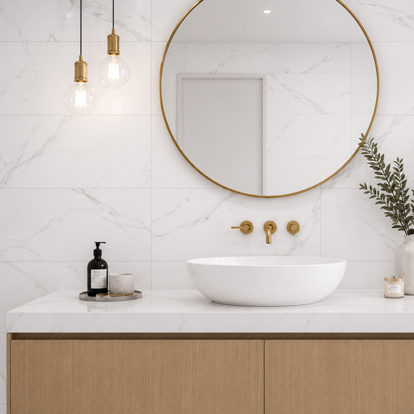Sanctuary Porcelain White Marble Wall & Floor Tile