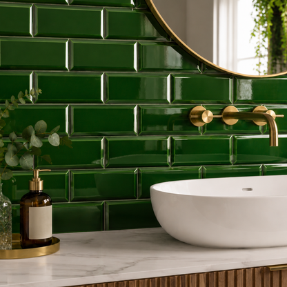 Royal Green Bevelled Metro Wall Tile