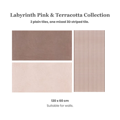 Labyrinth Pink and Terracotta Stripe Wall Tile