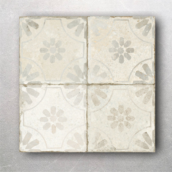 Bouquet White Patterned Wall and Floor Tile