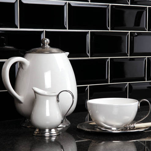 Metro Black Bevelled Edge Wall Tile