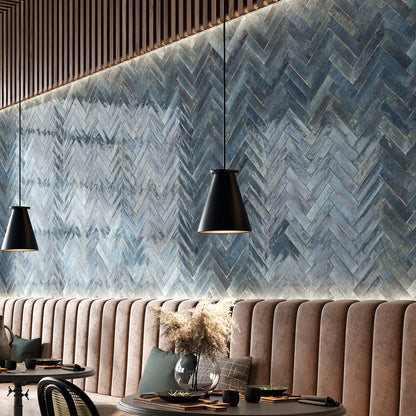 Realm Blue Slim Brick Wall Tile - SAMPLE