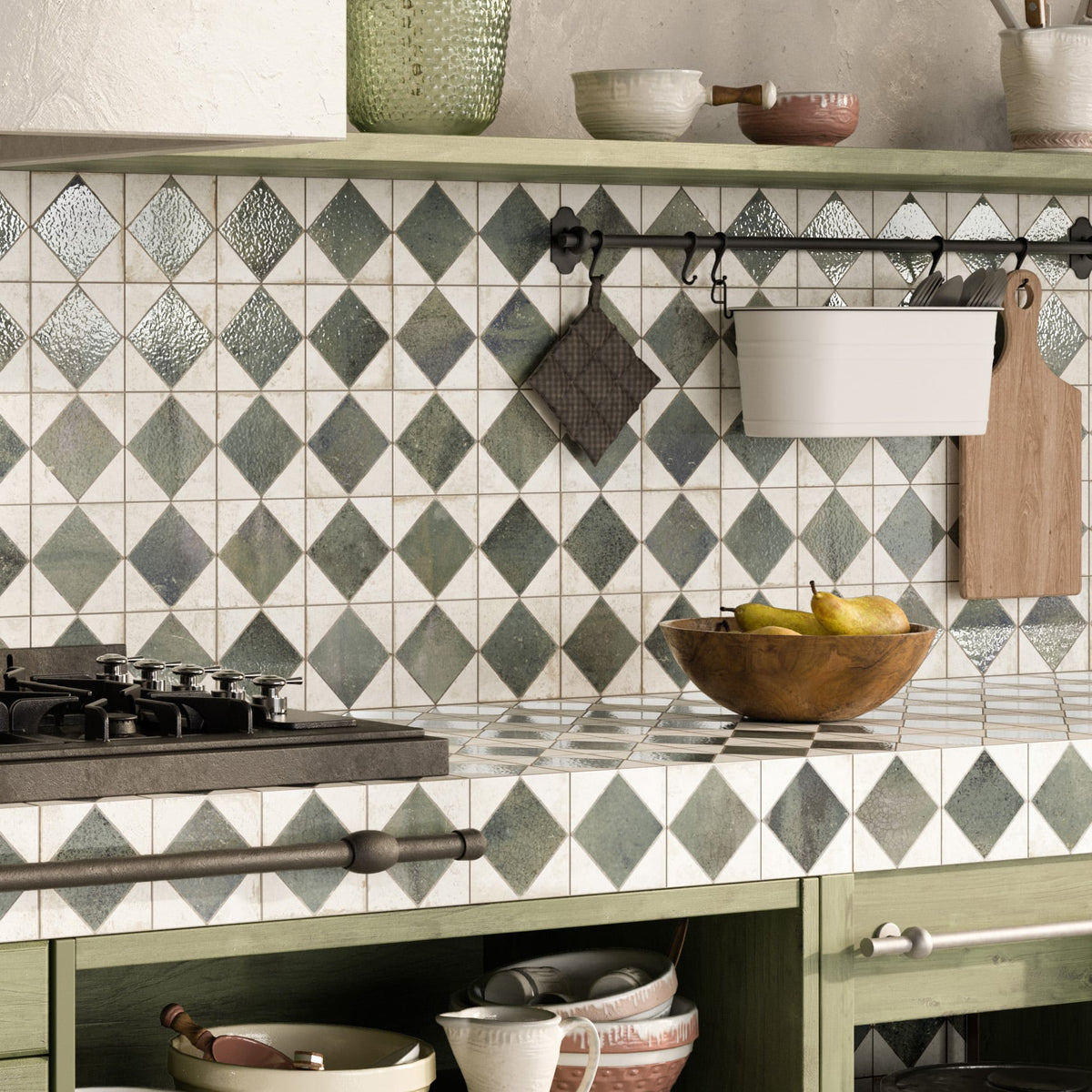 Java Green Tile Jewel Green Patterned Wall and Floor Tile – Tiles360