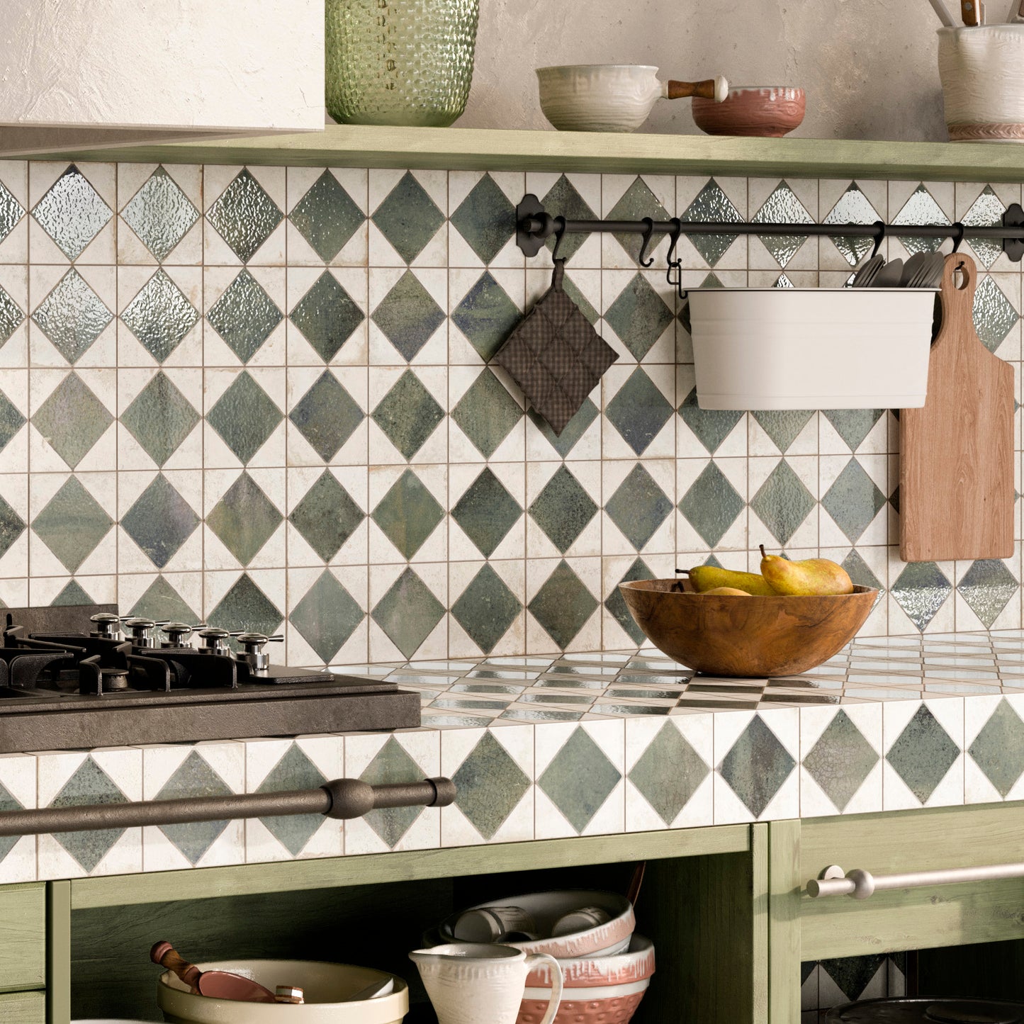 Jewel Green Patterned Wall And Floor Tile -SAMPLE