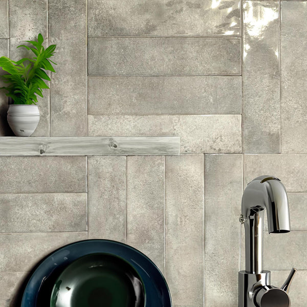 Parker Grey Brick Shape Wall Tile - SAMPLE