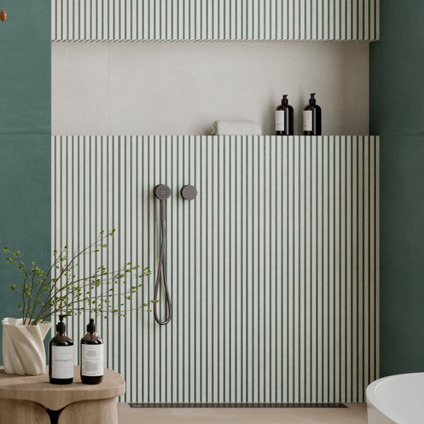 Labyrinth Grey and Green Stripe Wall Tiles