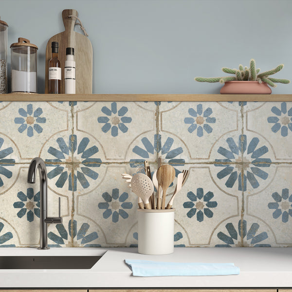 Bouquet Blue Patterned Wall And Floor Tile - SAMPLE