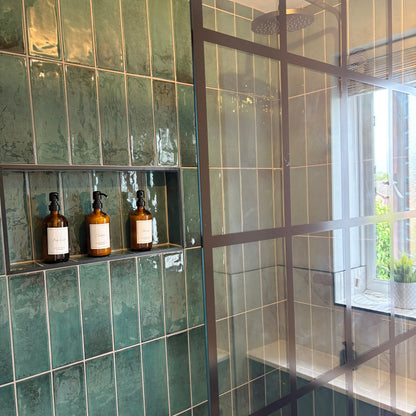 Splash Dark Green Ceramic Brick Shape Wall Tile