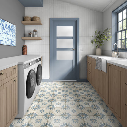 Bouquet Blue Patterned Wall And Floor Tile - SAMPLE