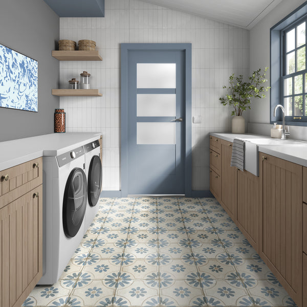 Bouquet Blue Patterned Wall And Floor Tile - SAMPLE