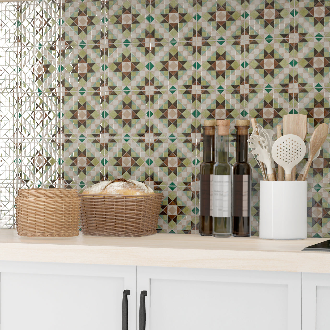 Medina Jade Green Geometric Wall Tile