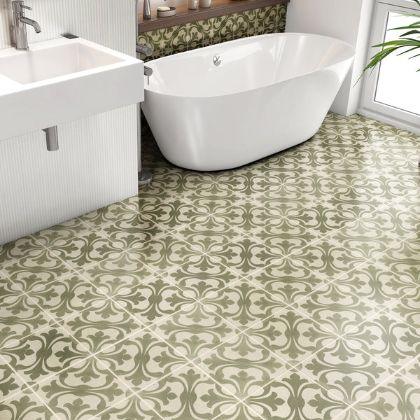 Florentina Sage Green Wall and Floor Tile