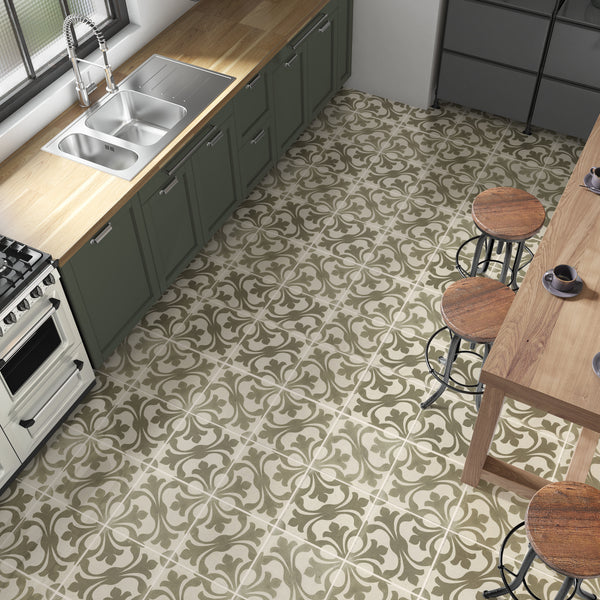 Florentina Sage Green Wall and Floor Tile