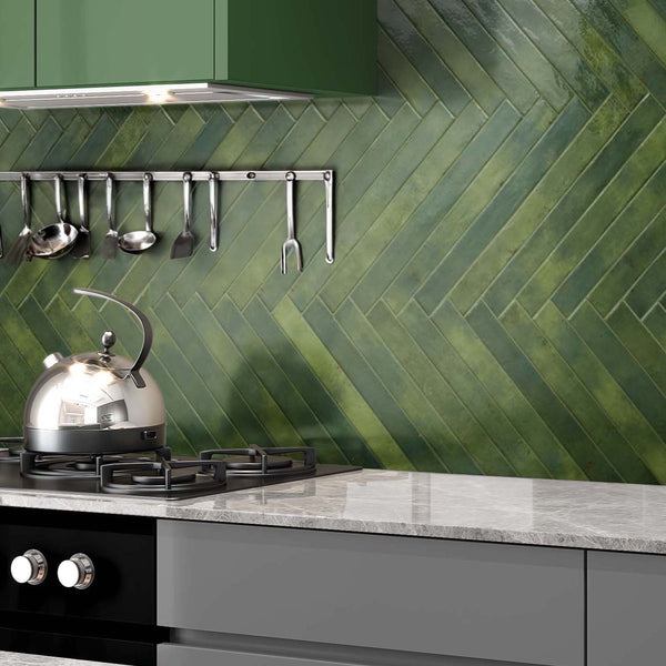 Palette Green Slim Brick Wall Tile