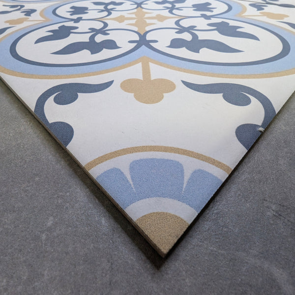 Chichester Blue/Gold Victorian Wall and Floor Tile