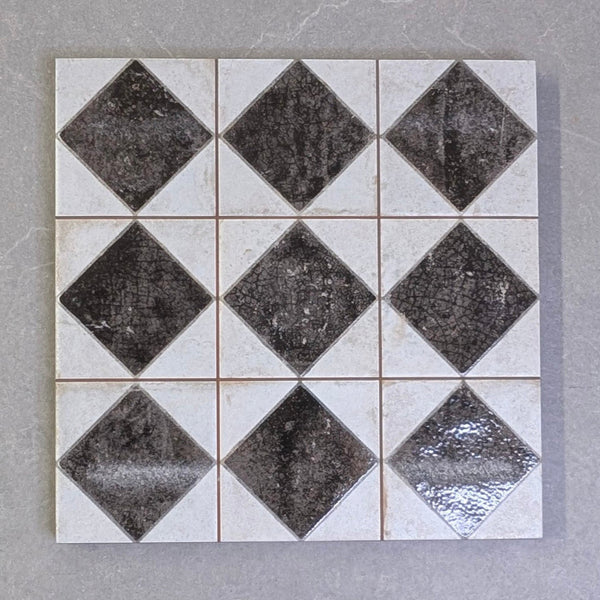 Jewel Black Patterned Wall And Floor Tile-SAMPLE