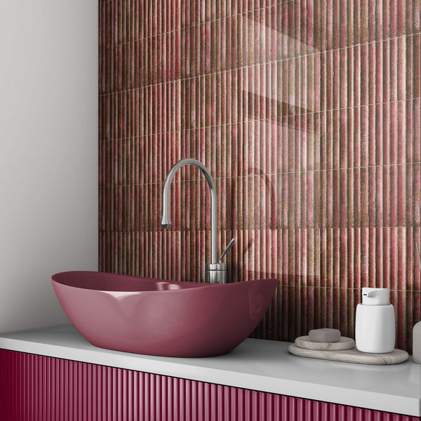 Raphael Mulberry Fluted Wall Tile
