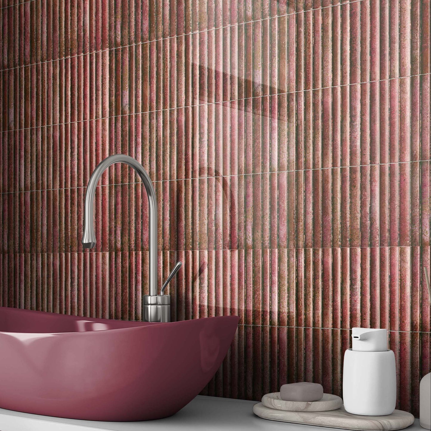 Raphael Mulberry Fluted Wall Tile