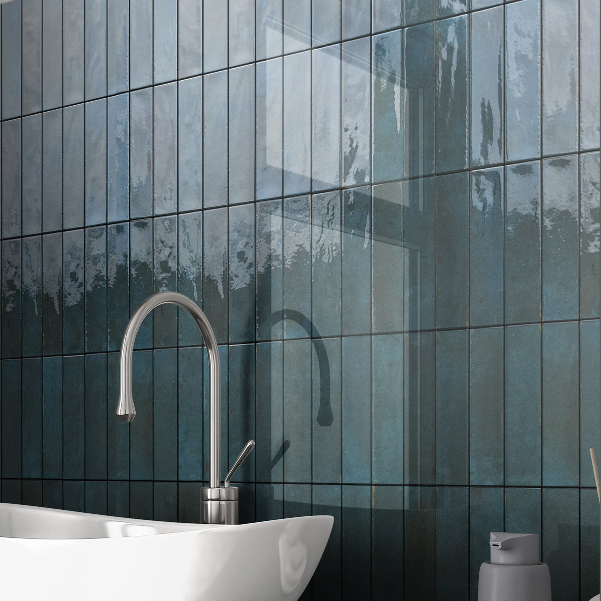 Realm Blue Slim Brick Wall Tile – Tiles360