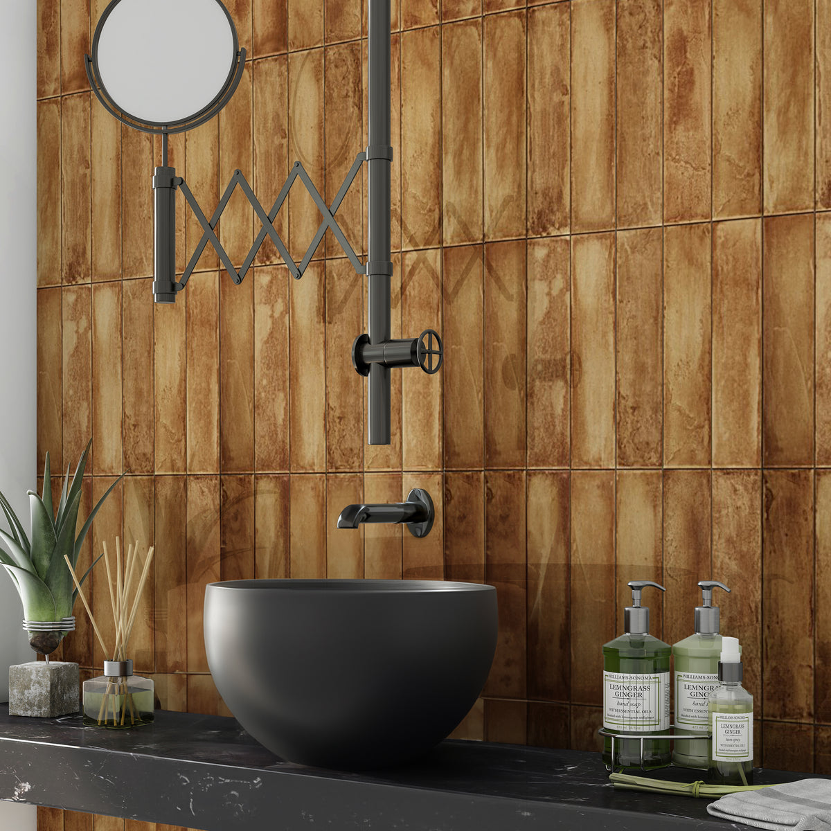 Slim Brick-Shaped Wall Tile in Terracotta Shades - Realm Range |Tiles360