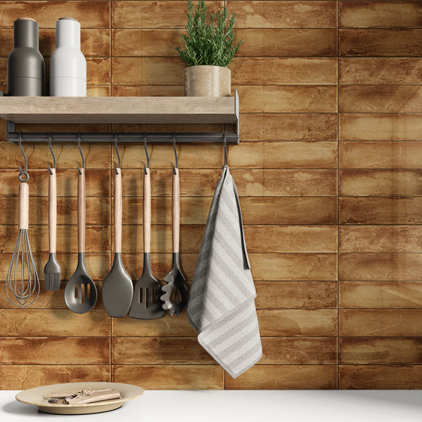 Realm Caramel Slim Brick Wall Tile